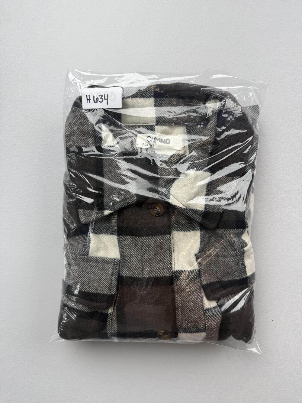 CI SONO Jacket Womens Large Brown Plaid Flannel Button Front Pockets Shacket - Picture 8 of 8